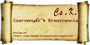 Cservenyák Kreszcencia névjegykártya